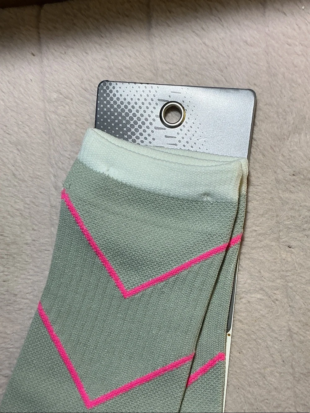Fila Sport Grey Athletic Socks with Pink Chevron Accents women nwt